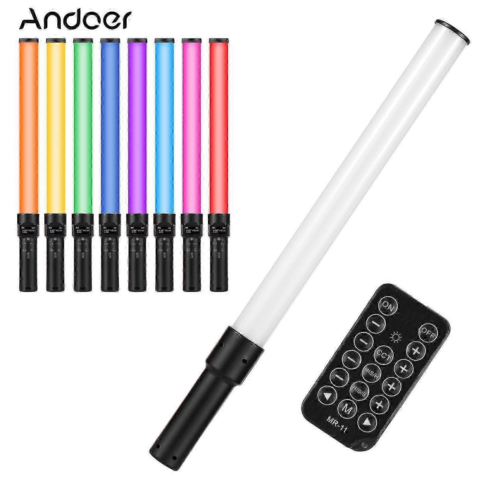 Handheld RGB Light Tube LED Video Light Wand 2500k-9900k Dimmable 21 Lighting Scene Effects Built-in Battery With LCD Screen Remote Control