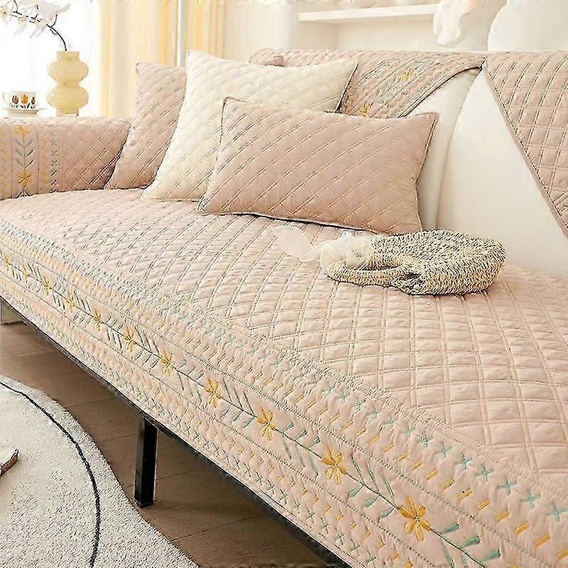 Cotton Embroidered Sofa Cover Rustic Style Jacquard Fabric Non-Slip Cushion Simple Living Room Sofa Armrest Backrest Towel