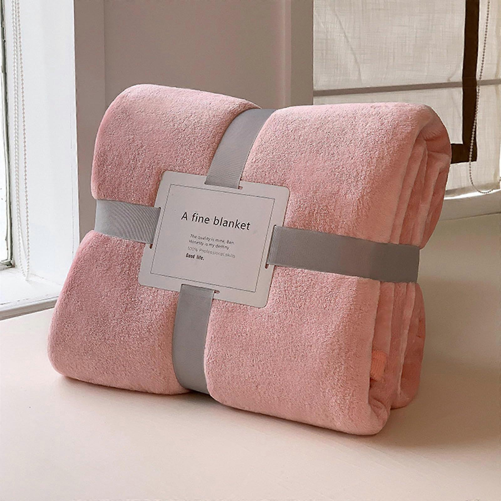 Flannel Fleece Blanket 120cm x 200cm Pink, Soft Couch Throw, Fluffy Bedspread for Sofa and Living Room