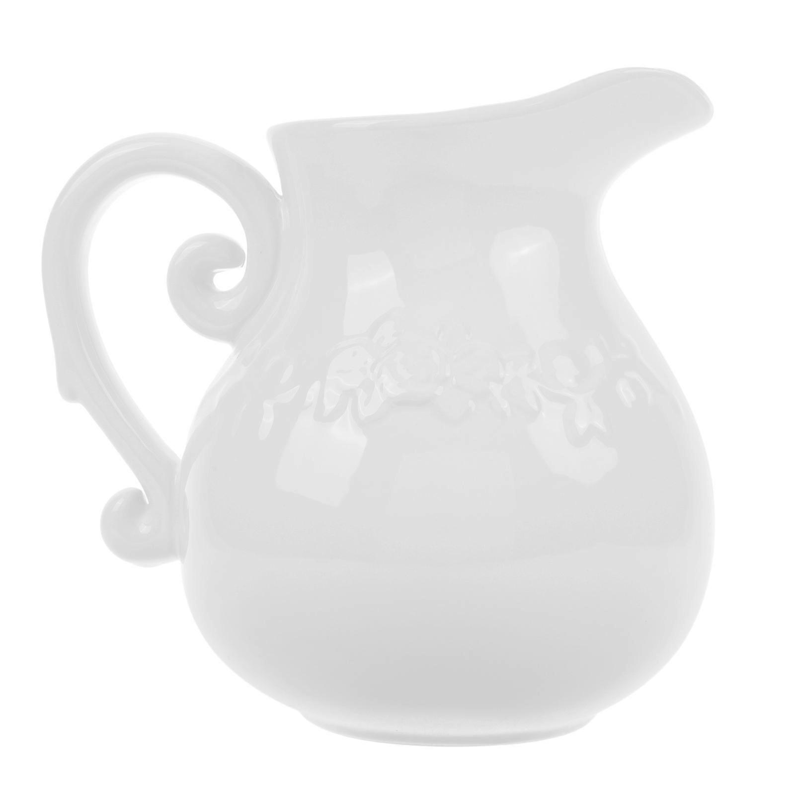 Ceramic Milk Jug Multi Use Pitcher for Sauce, White Container for Home and Restaurant, Easy Clean Design