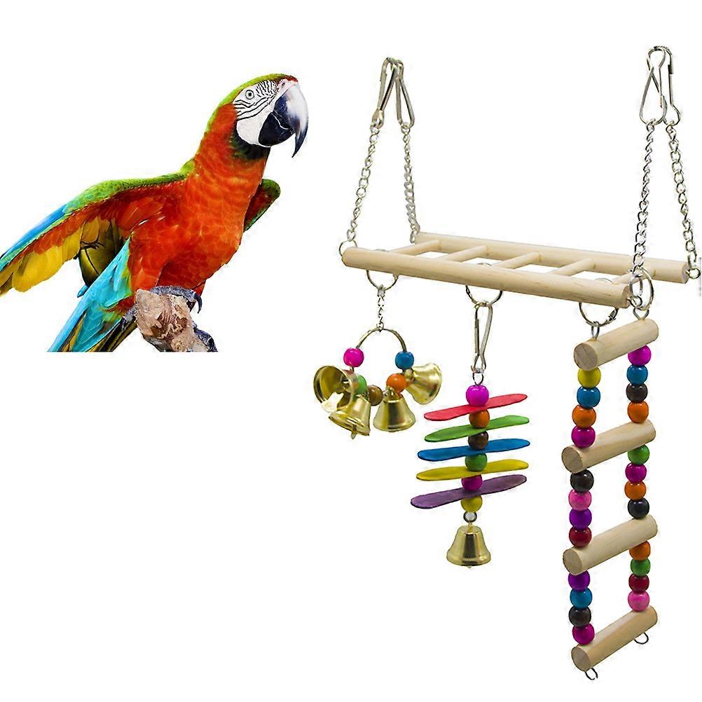 Parrot Budgie Climbing Swing Play Set Indoor Playtime Ladder Chain Bridge Multi 1Pcs