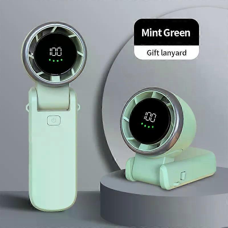 Portable Folding High-speed Handheld Turbo Small Fan 100-gears Wind Power Capacity Digital Display Hanging Neck Fan