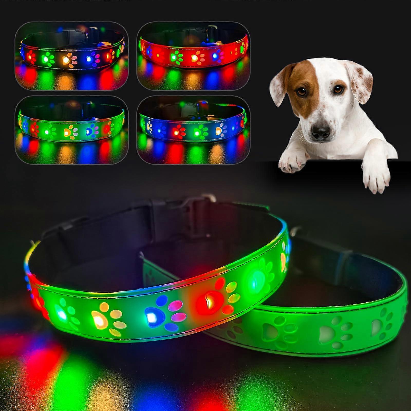 3D Light Collar Dog USB Rechargeable, LED Waterproof, 4 Lighting Modes, Adjustable for Small Medium Dogs