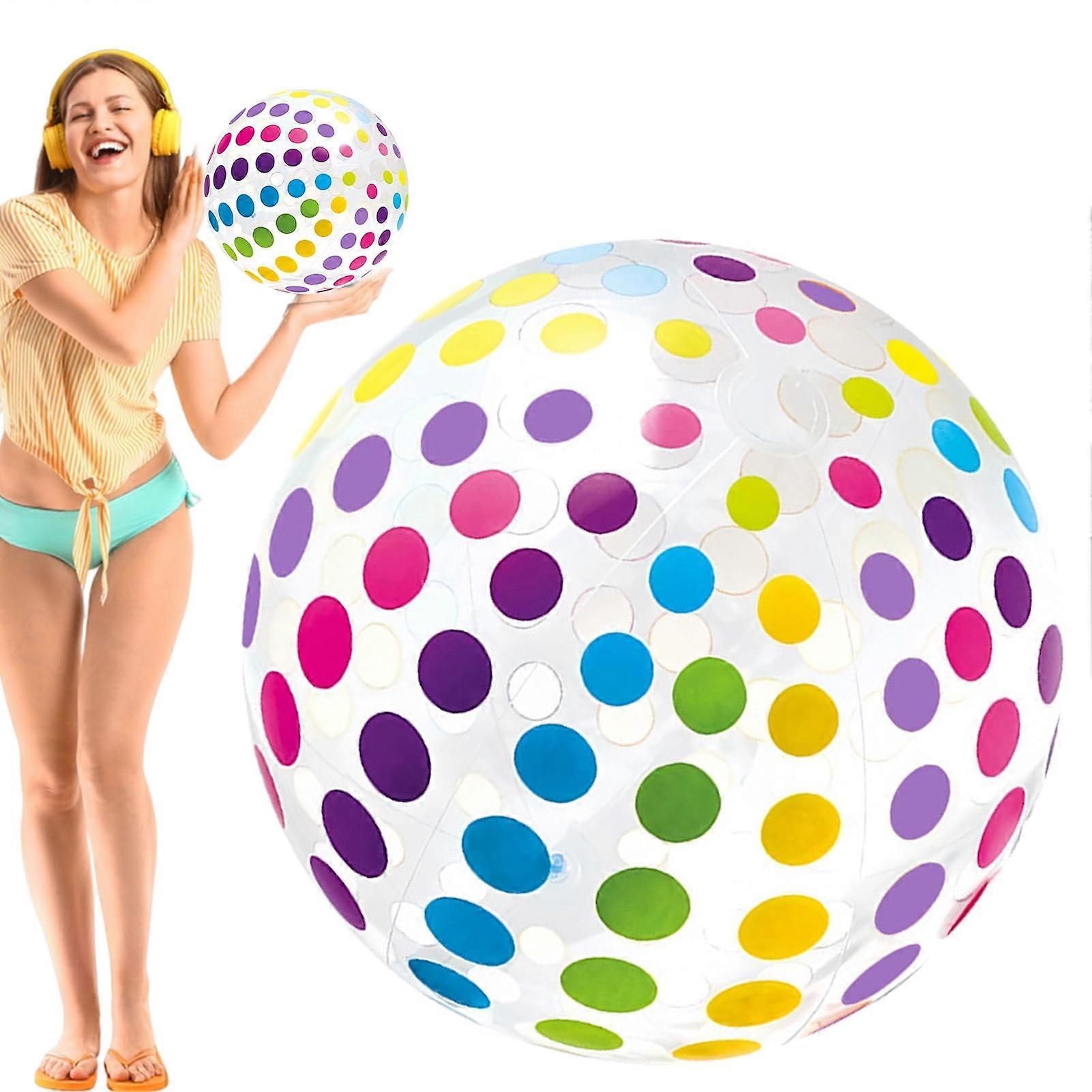 Beach Balls - Inflatable Rainbow Design, Lightweight Floating Play Balls for Kids, Pool Party Games, Outdoor Lake Fun