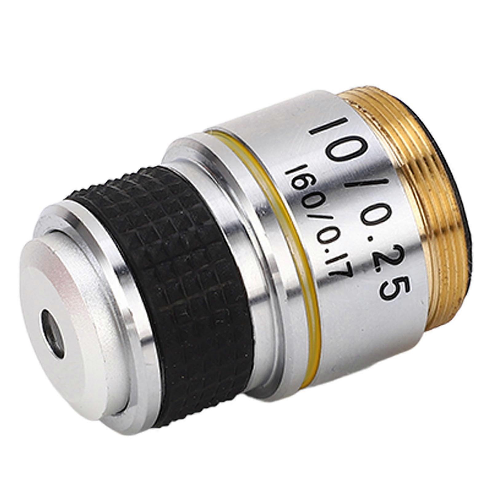 10X Objective Lens Brass Aluminium Alloy Biological Microscope Lens Accessory for Biological Microscope 
