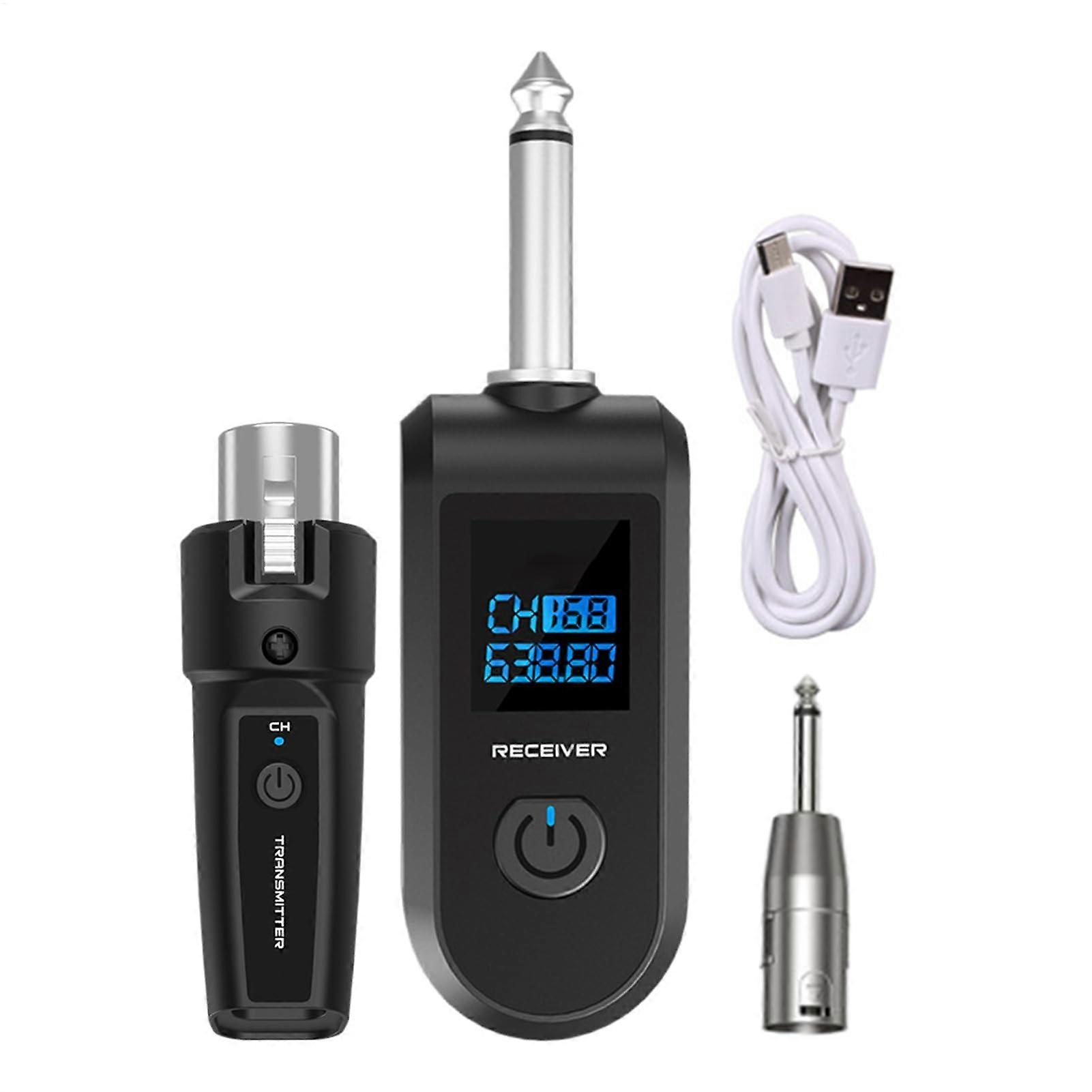 Wireless Microphone System, Transmitter and Receiver for Guitar Bass Electric Instruments