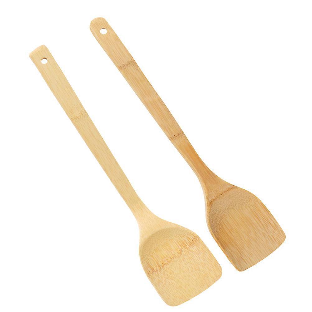 Wooden Cooking Spatula Set of 2 – Multi Functional, Non Scratch Kitchen Utensils with Ergonomic Handle for Cooking and Baking