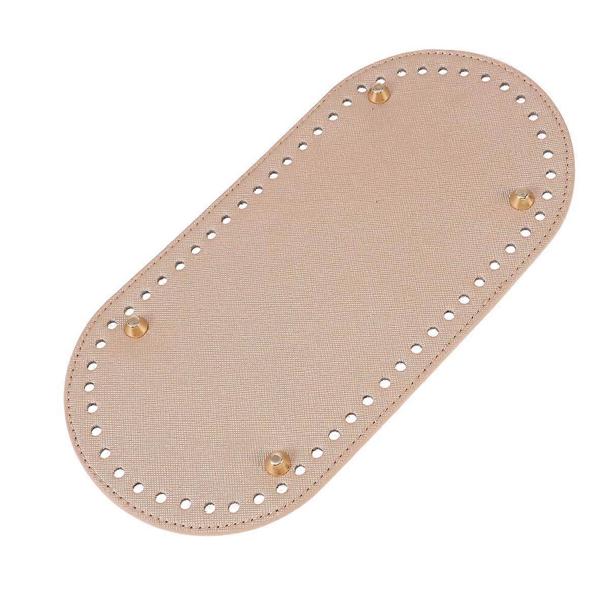 Bag Making Materials Diy Sweater Knitting Bag Oval Shape Simple Style For Knitting Projects Golden 9.8×4.7×0.4in Pu Leather Accessory 1Pack