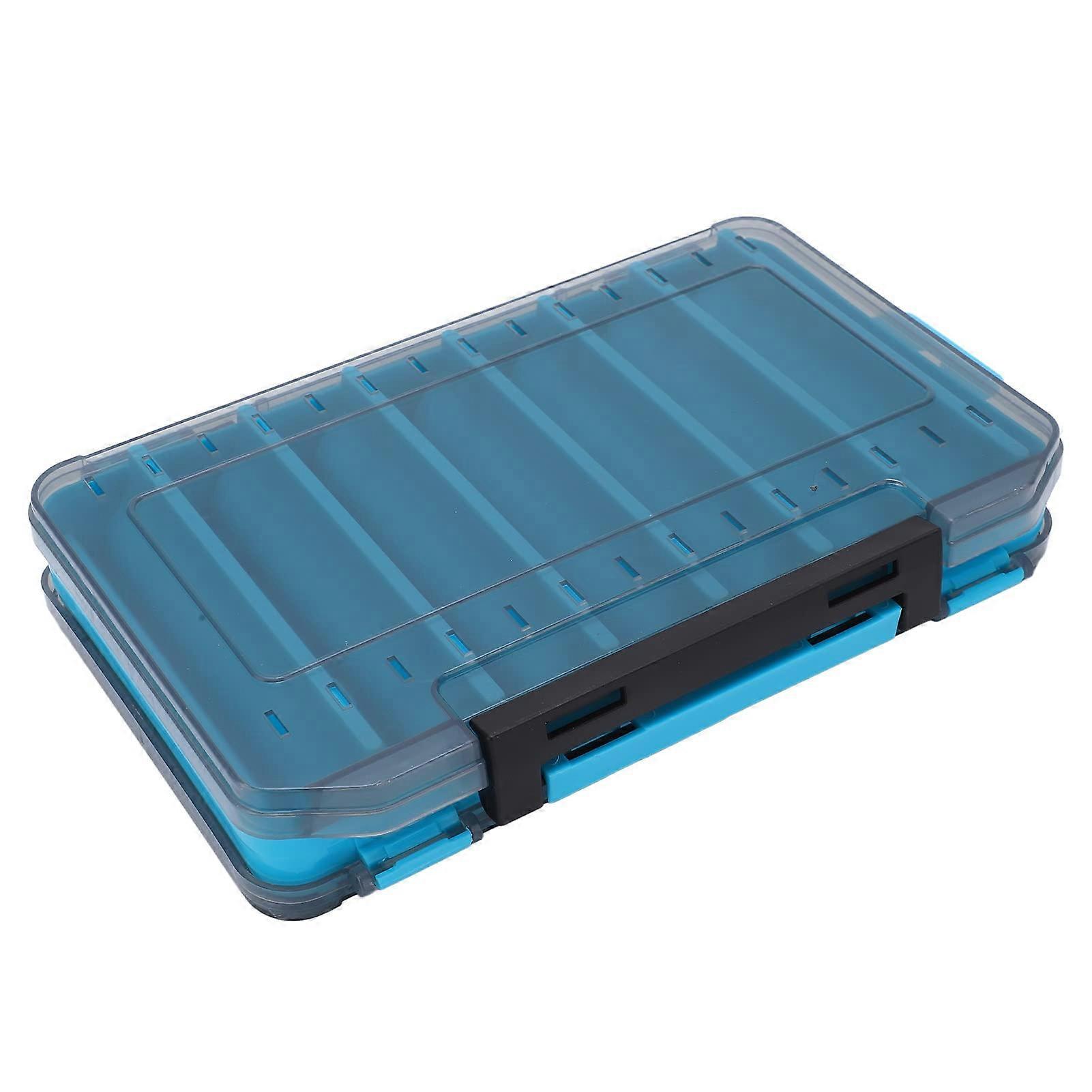 Doublesided bait box with groove design, storage compartment for bait, for autumn, ideal for fishing enthusiasts, plastic (blue)