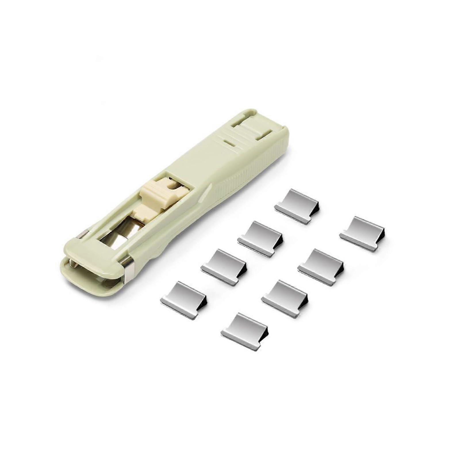 Multifunctional Push Clip Holder with 8 Refill Clips, 40 Sheet Capacity, for Office, Home, School (Green)