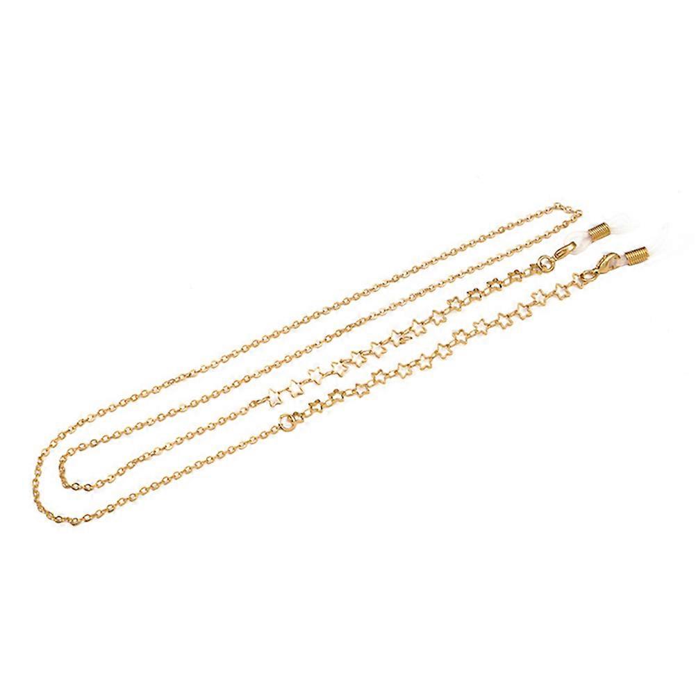 Eyeglass Cords Prevent Falling Metal Eyewear Strap Golden Hollow Star Traveling Outdoor Activities 79x0.5x0.3cm 1Pack