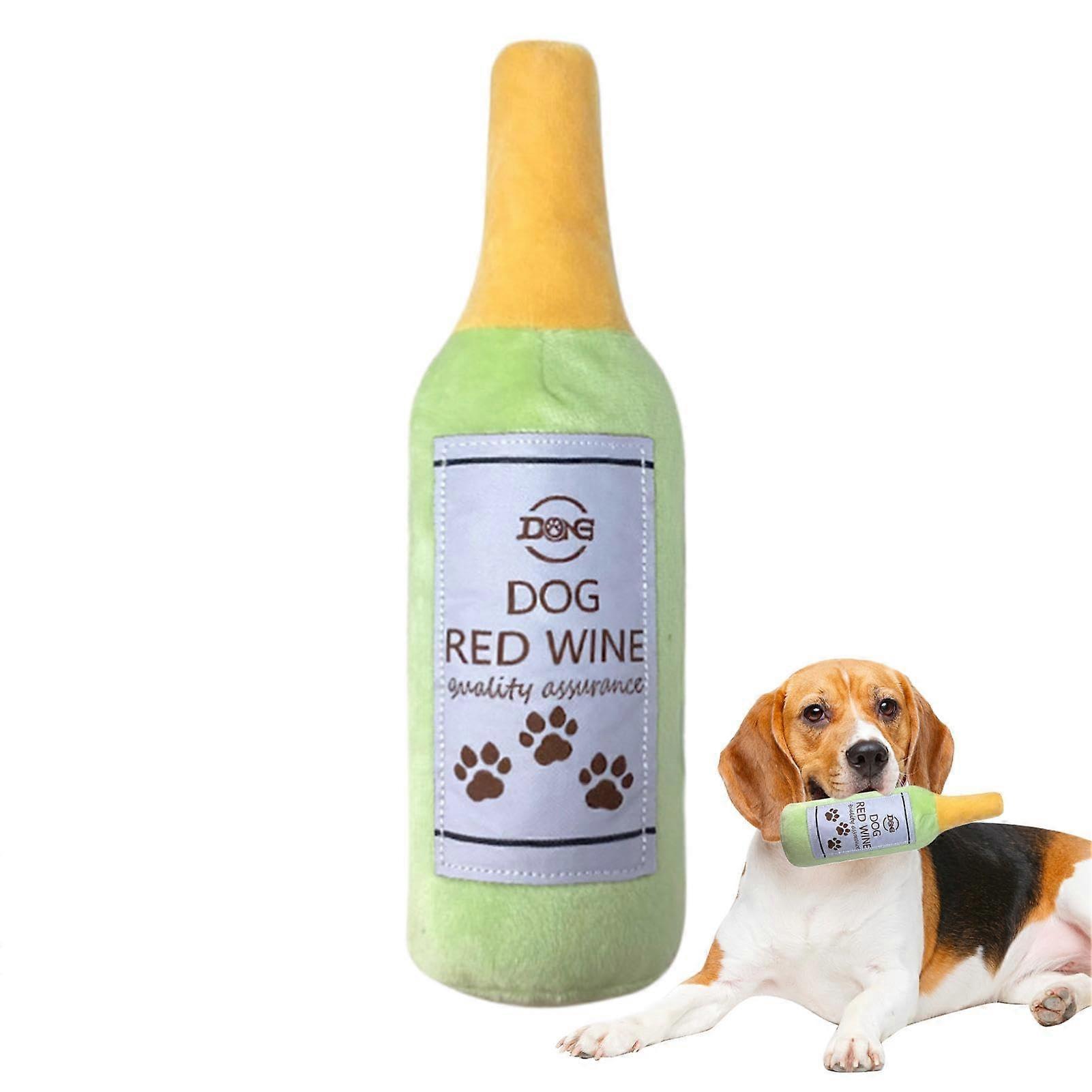 Squeaky Interactive Dog Toy, Interactive Chew Toy, Interactive Beer Bottle Plush Puppy Toy, Plush Chew Toy for Small to Large Dogs, 28cm