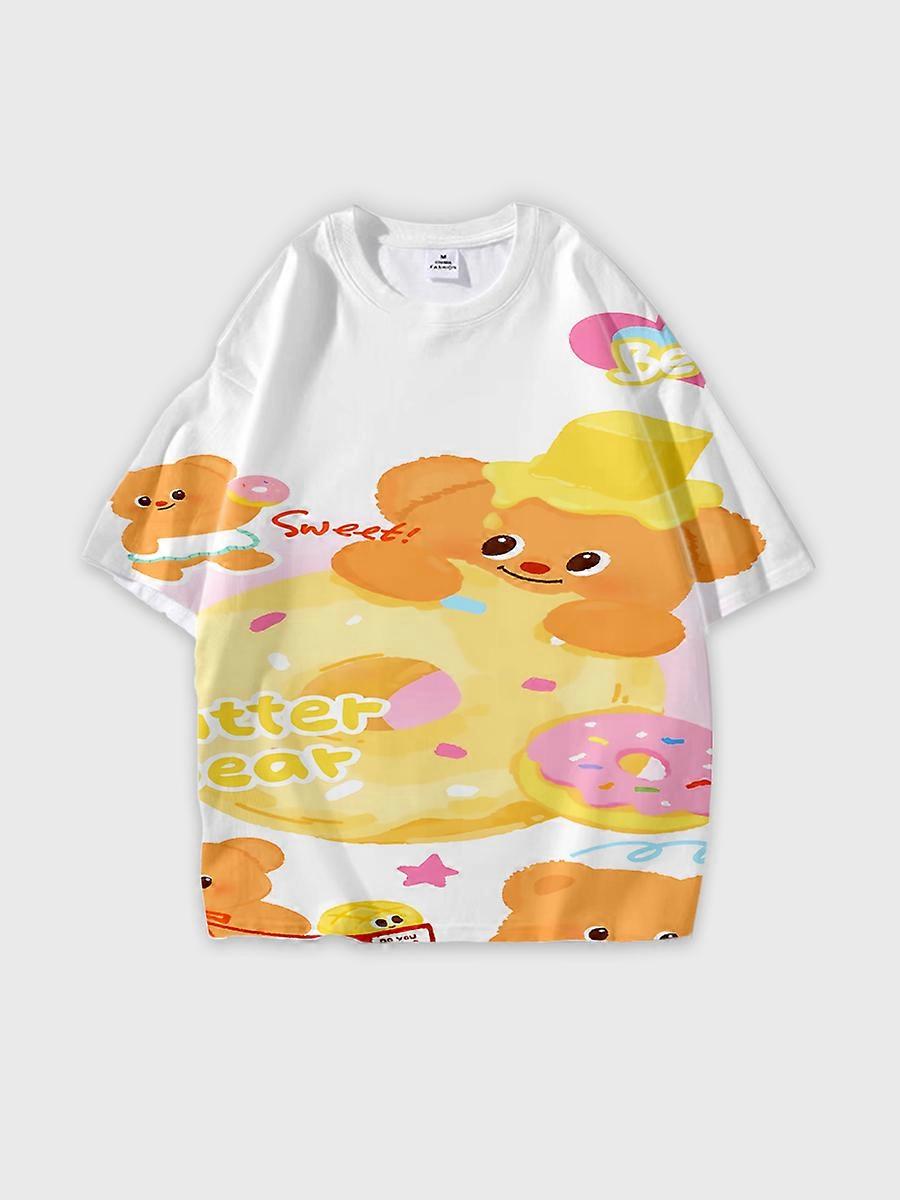 T-shirt round neck Pattern loose short sleeve O224