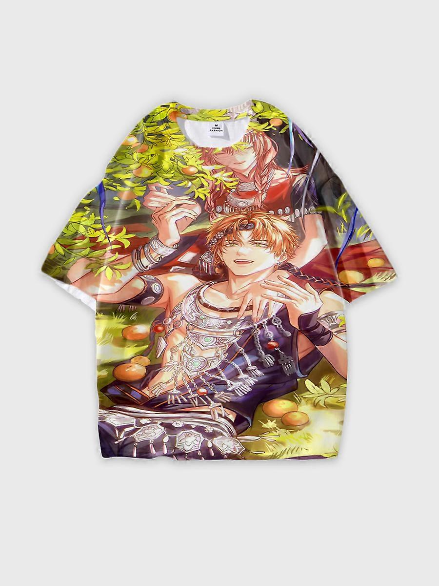 T-shirt round neck Role Pattern loose short sleeve E838