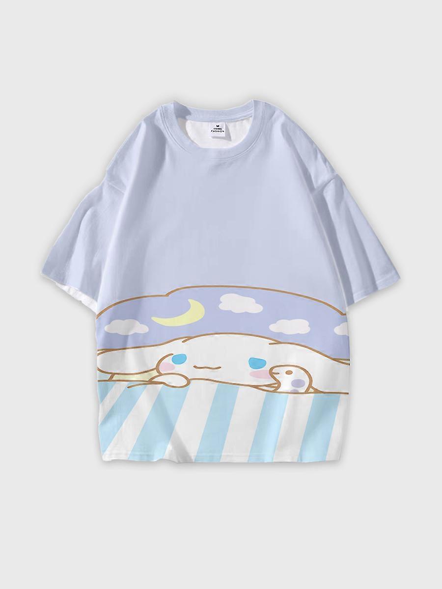 T-shirt girocollo Cartoon Pattern manica corta sciolta C2675