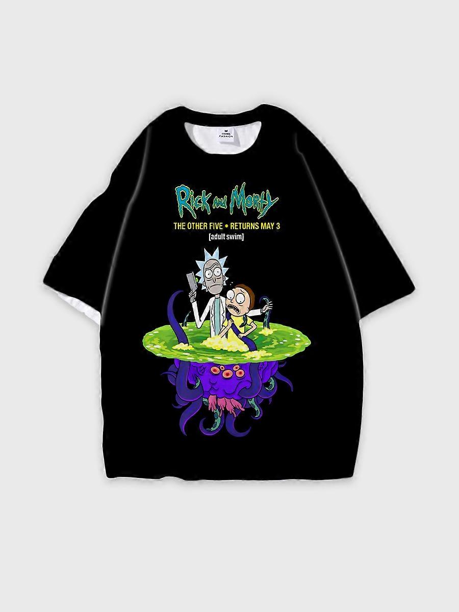 Tričko kulatý výstřih Animation Character Pattern volné krátký rukáv E3519