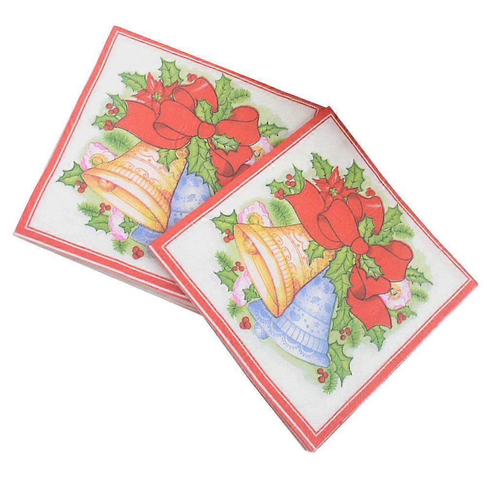 Disposable Tissue Napkin 20 Sheets With Unique Christmas Bell Design For Gatherings 33x33cm Absorbent Multi Color
