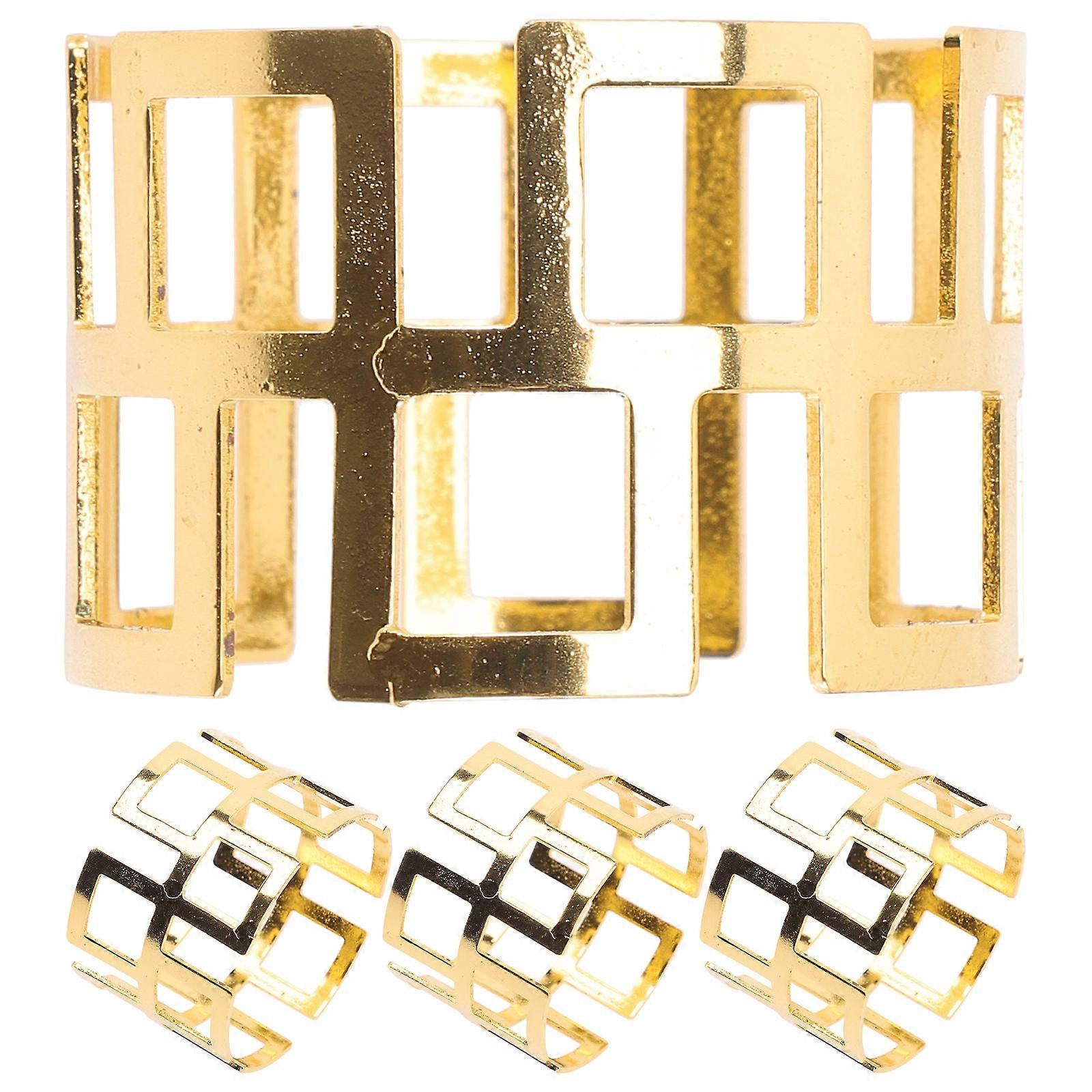 Golden Metal Napkin Rings Set of 4 for Elegant Table Decoration