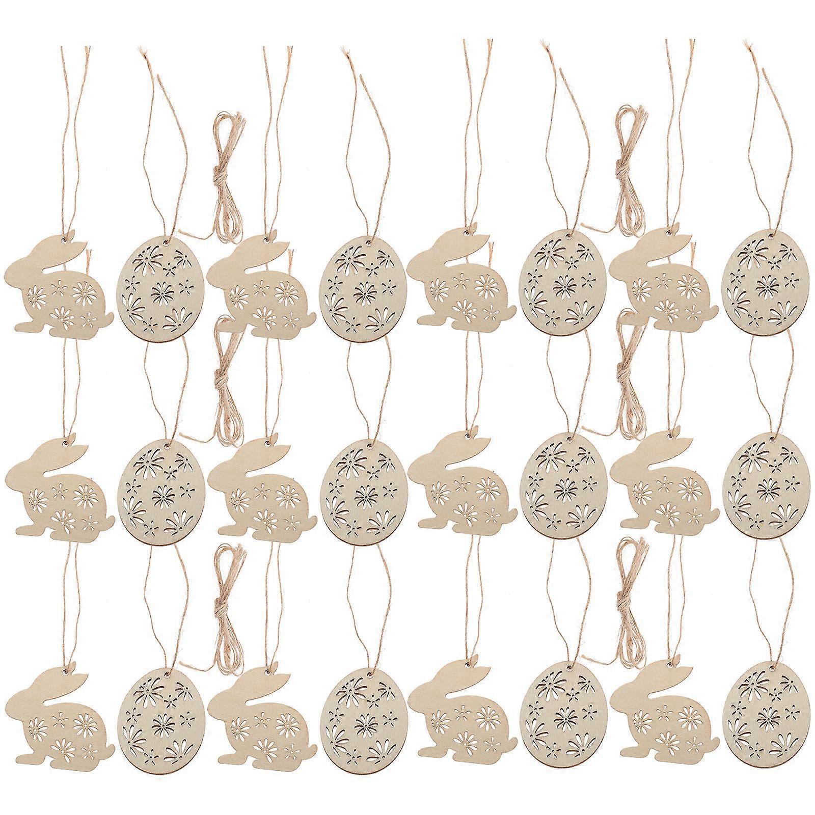 25pcs Unfinished Wooden Bunny Cutouts for Easter Crafts Spring Holiday Decor