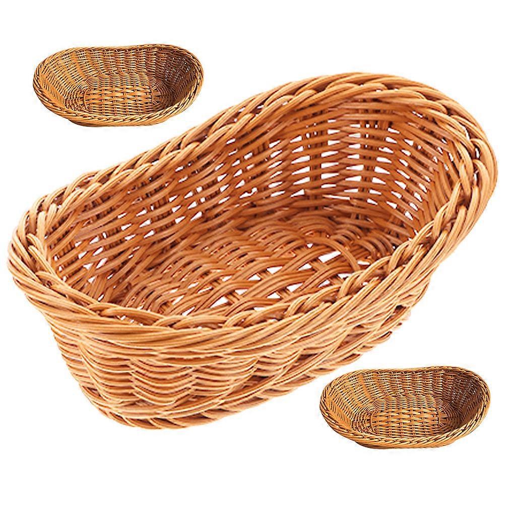 3Pcs Woven Bread Fruit Storage Basket for Tabletop Food Vegetables Serving
