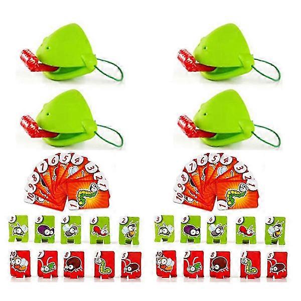 (4 Players - English Color Box) Frog Tongue Board Game Parent-Child Interaction Game Cards