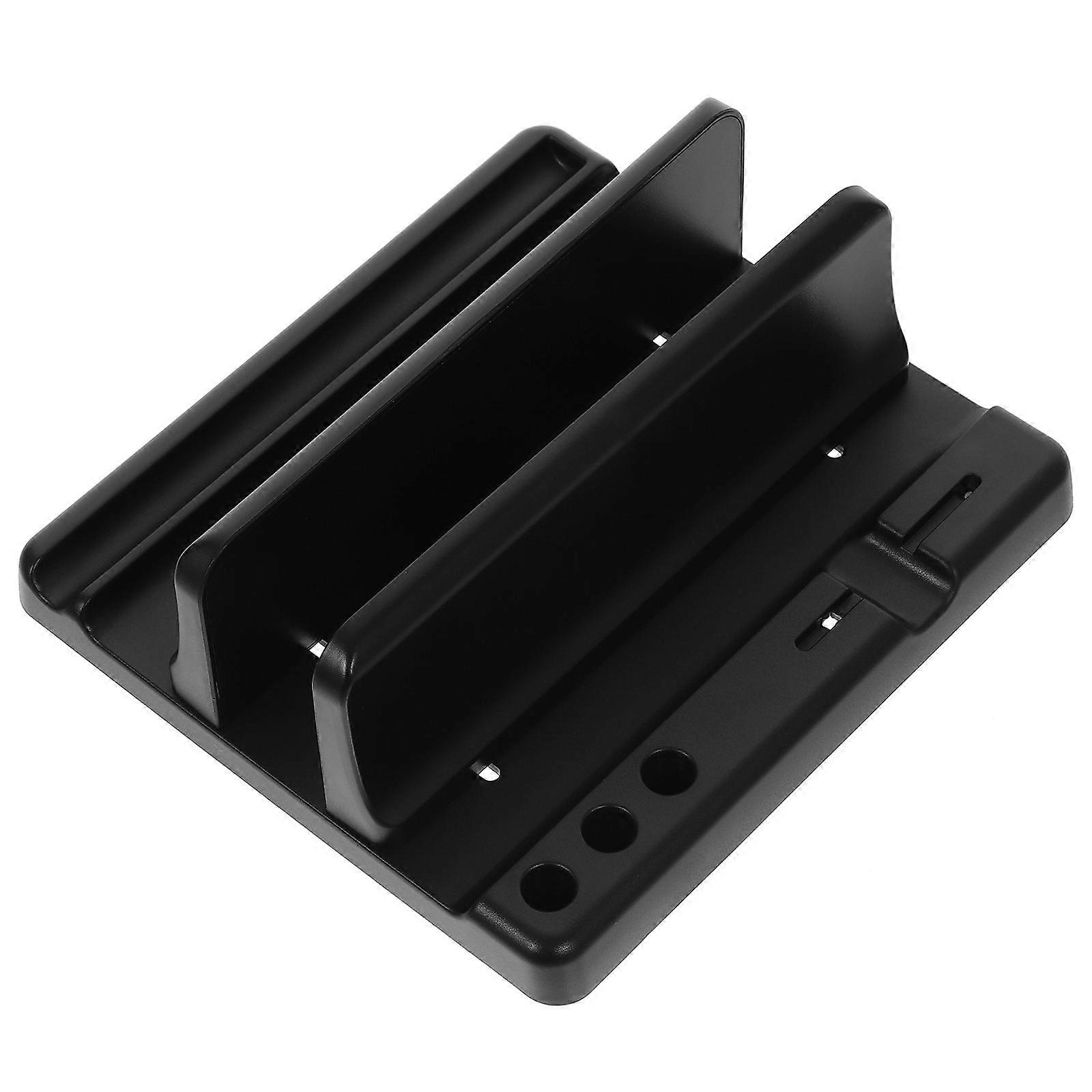 Vertical Laptop Stand for Desk – Durable Bracket with 3 Slot Storage, Compatible with MacBook Pro, Sturdy & Easy to Use Design, Black