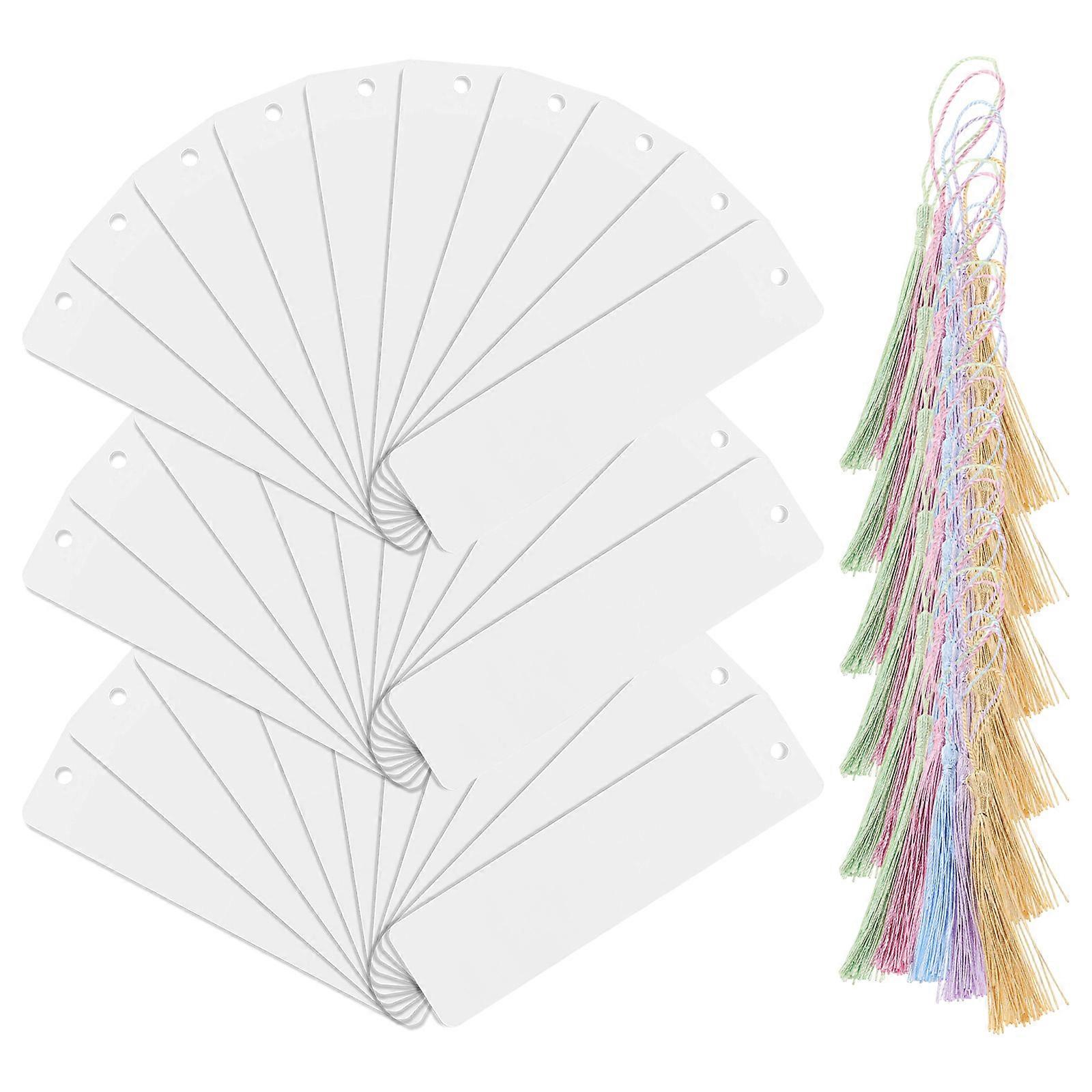 Acrylic Blank Bookmark Clear Craft Bookmark For Diy And Gift With Tassels 30Sets