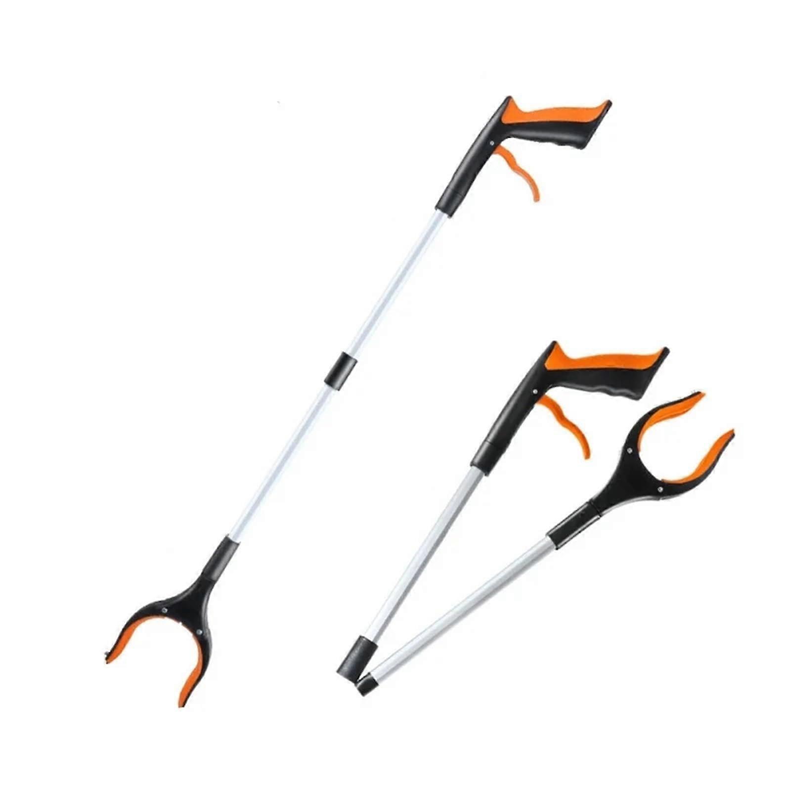 Gripping Tongs 2 Pieces Foldable Grabber Extender Hand Tools for Waste Disposal (Orange)
