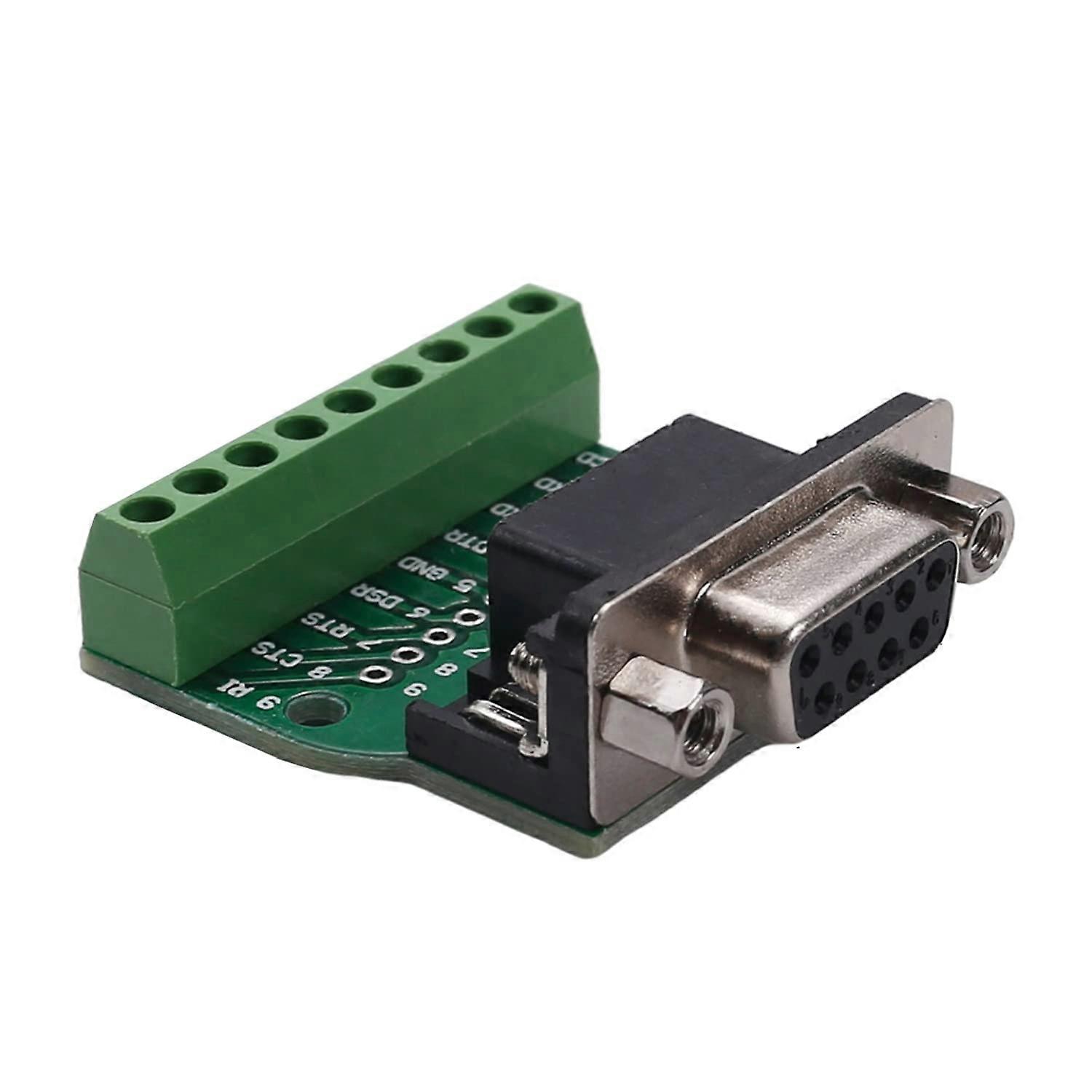 D-sub DB9 Breakout Board Connector 9 Pin 2 Row RS232 Female Serial Port Adapter with Solderless Terminal Block and Positioning Nuts