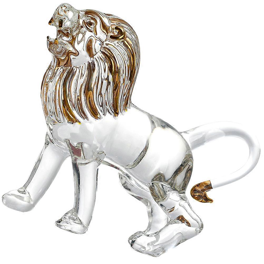 Crystal Lion Sculpture for Home Transparent Adornment and Meaningful in Culture Medium Size