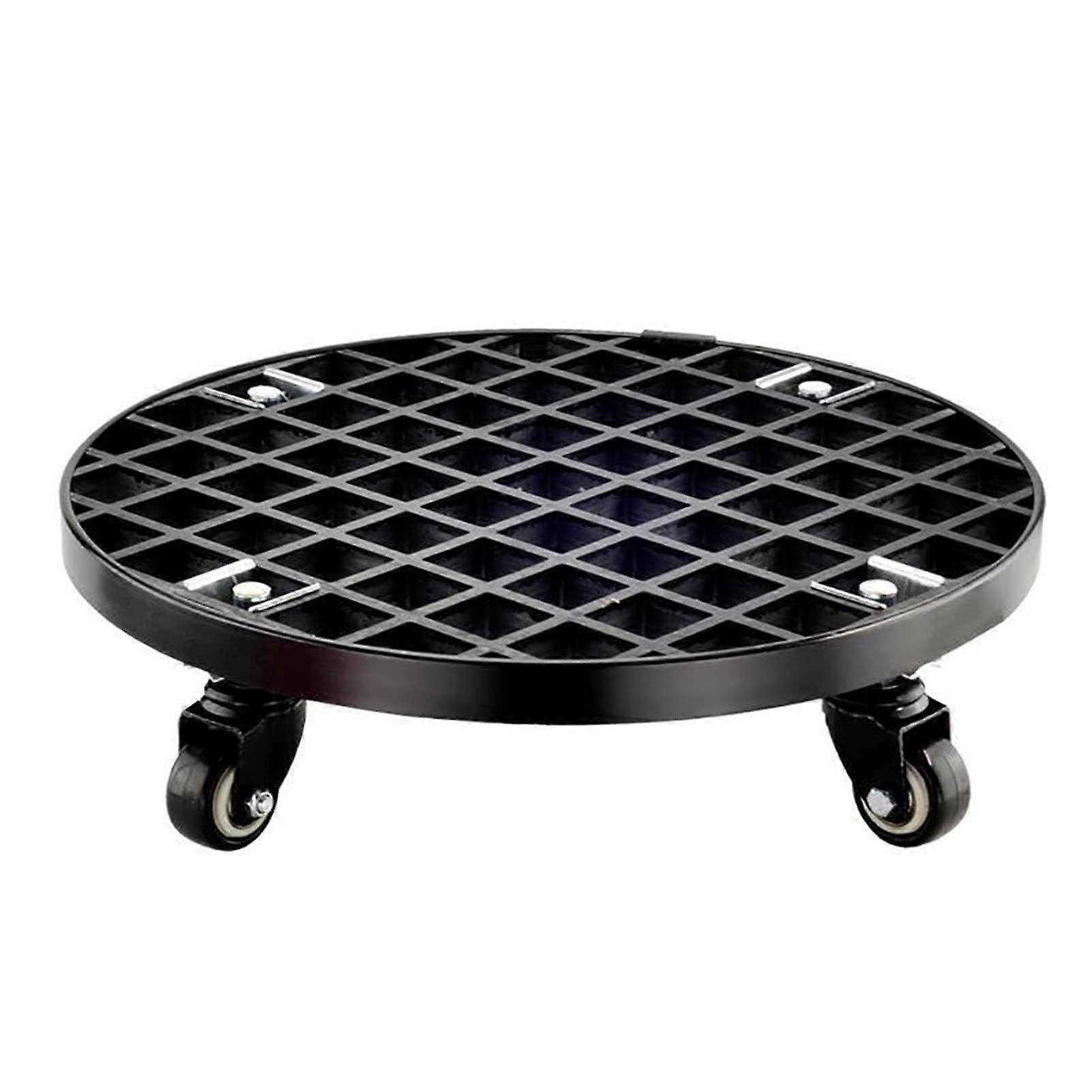 Steel rolling flower pot stand with wheels, sturdy and mobile, 40 cm height, black