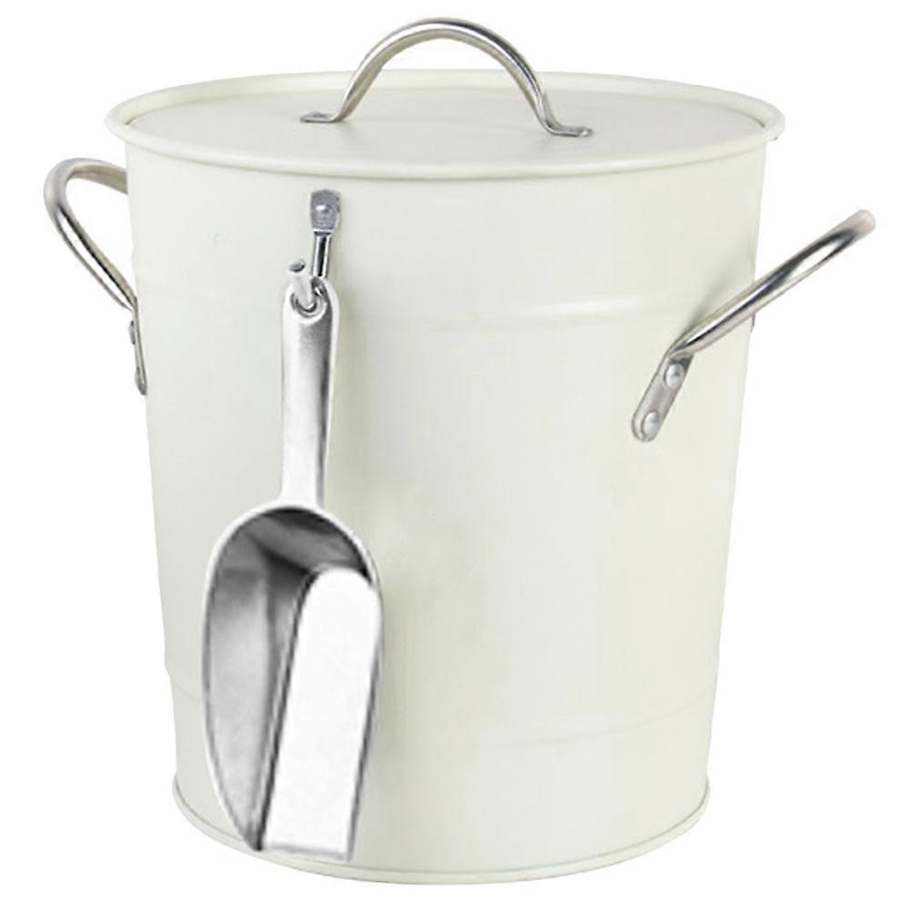White Metal Ice Bucket for Home Use Keeps Drinks Cool with .87x7.87x9.84 Inches