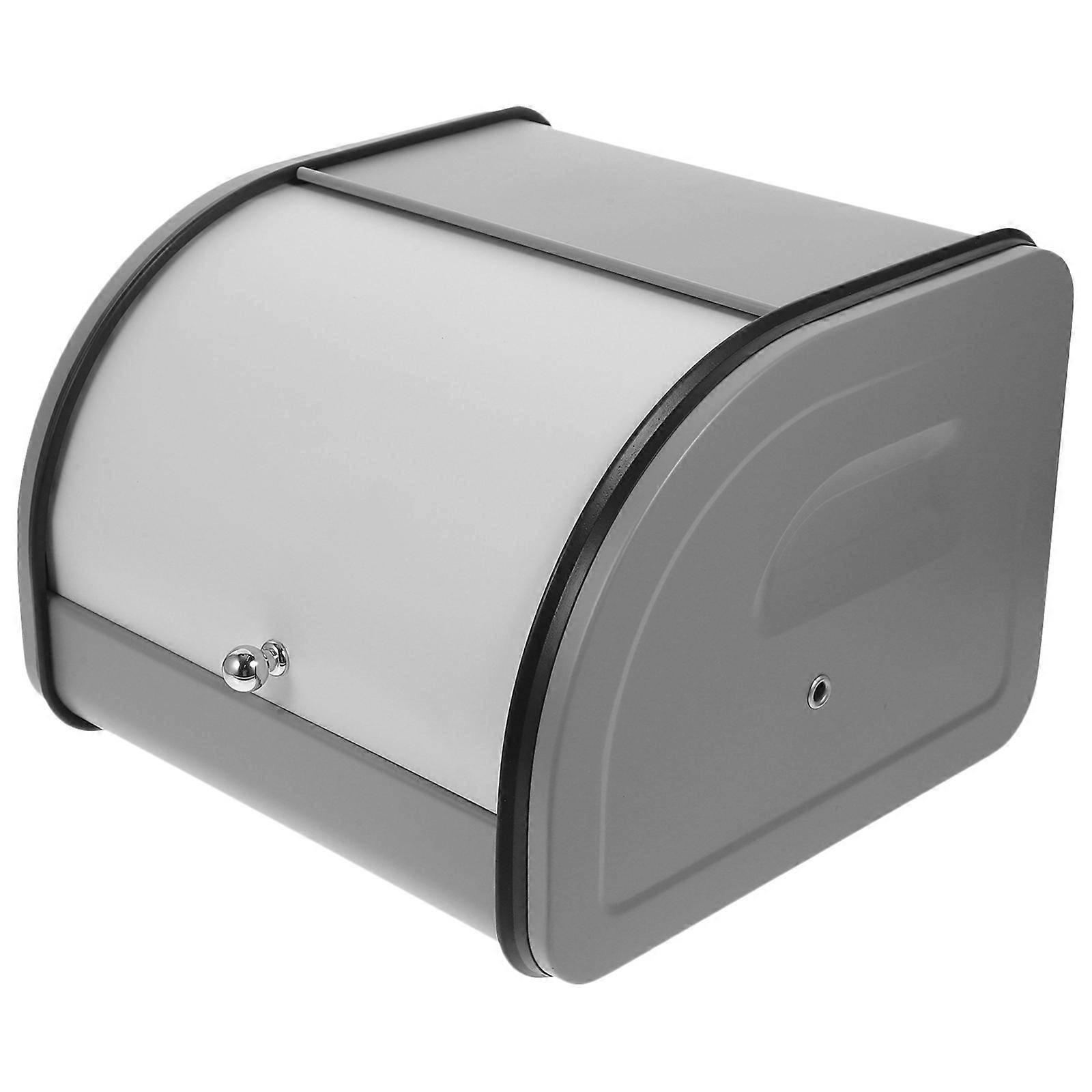 Grey Iron Bread Box for Kitchen Countertop Storage Container for Bread and Snacks 10.5x6.5x6.5 Inches
