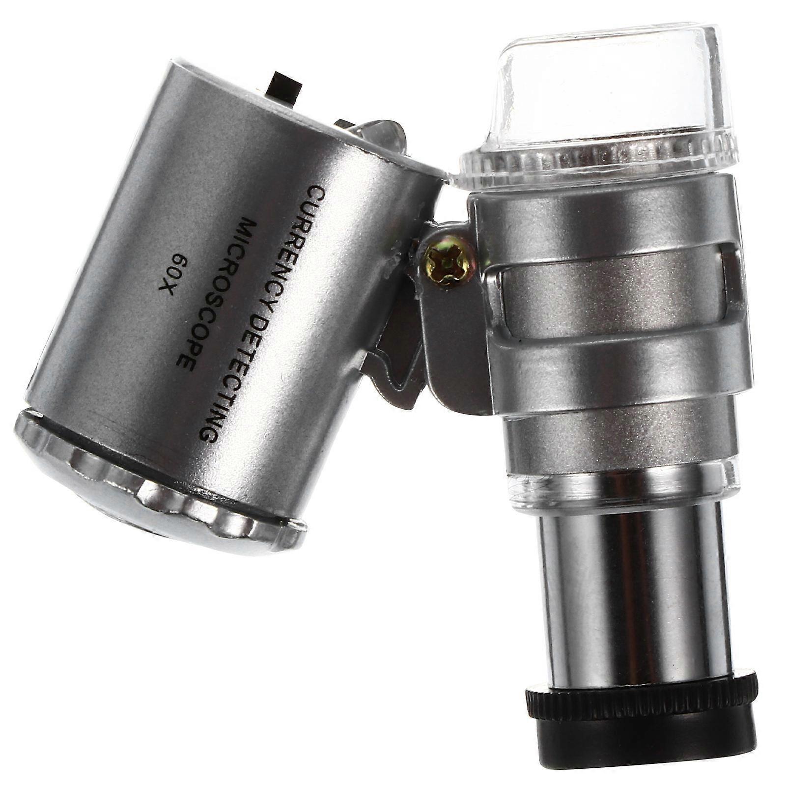 1Set LED Jewellery Loupe with Currency Detector for Magnifying Use Silver ABS & Metal