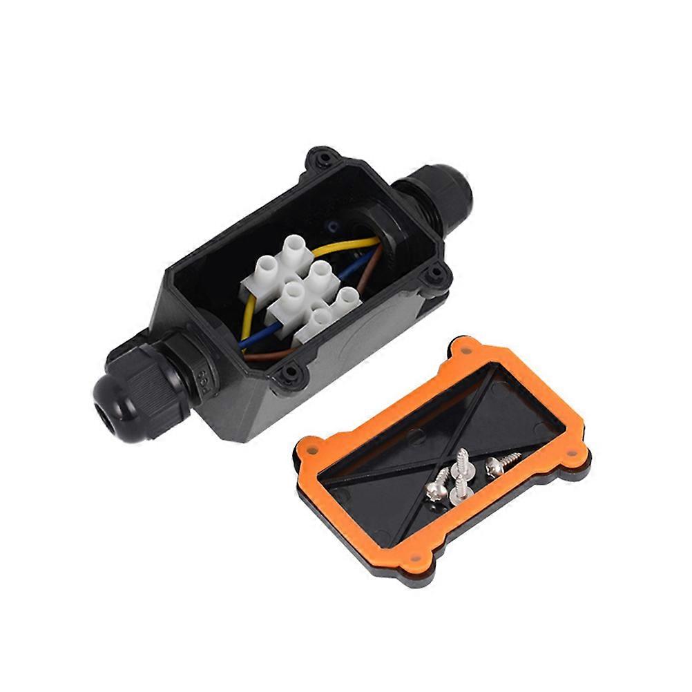 Sealed Weatherproof Junction Box PG9 Connection For Outdoor Garden Lights 4 To 8mm Pore Diameter Black 1Set