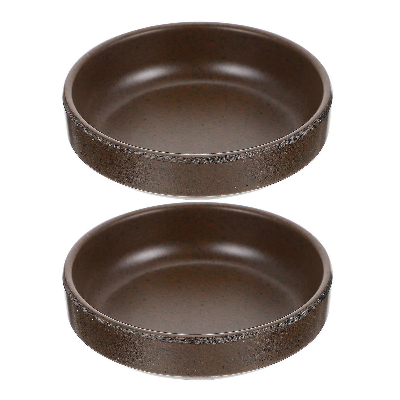 Brown Dinner Seasoning Dishes for Kitchen Use Smooth Edges Compact Size 2 Pieces