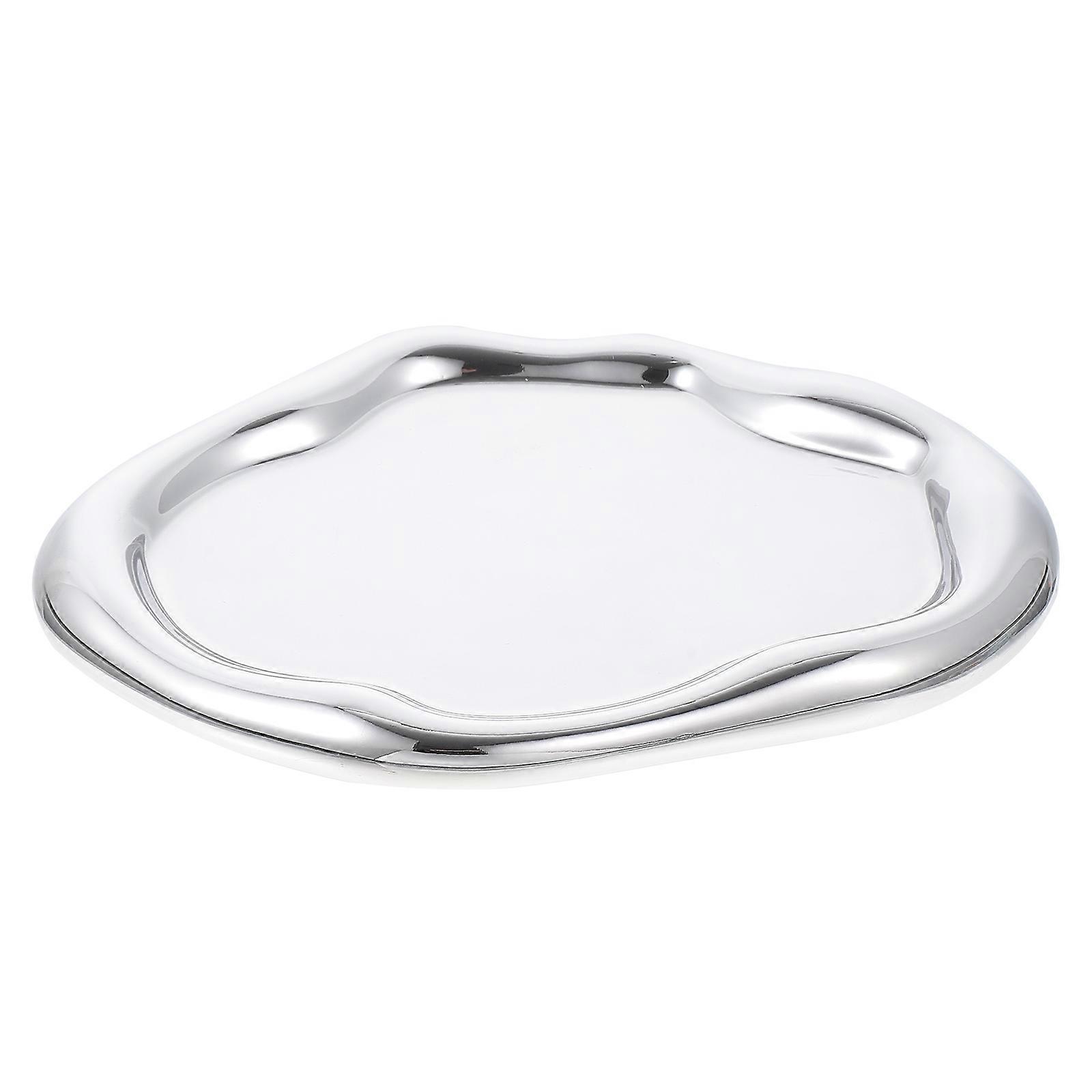 Electroplated Ceramic Tray for Storage Chic Tray Imitation Liquid Silver Plated