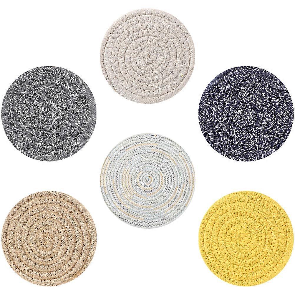 Drinking Coasters Set 6Pcs Braided Coasters For Home And Kitchen Use Assorted Color Table Surface Protection