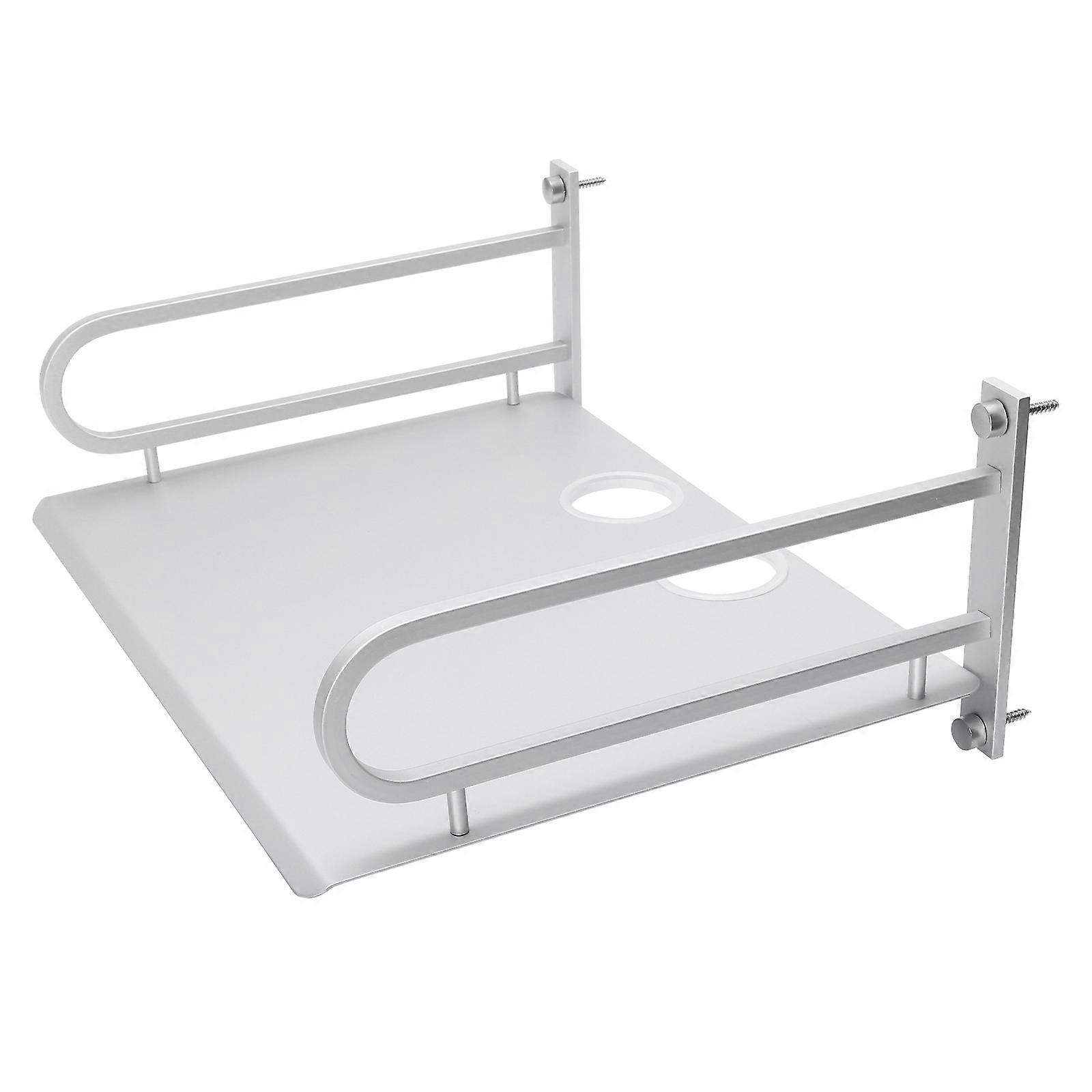 Wall Mount Storage Shelf Aluminum Rack for Router Box Cable Organizer Silver 1pc