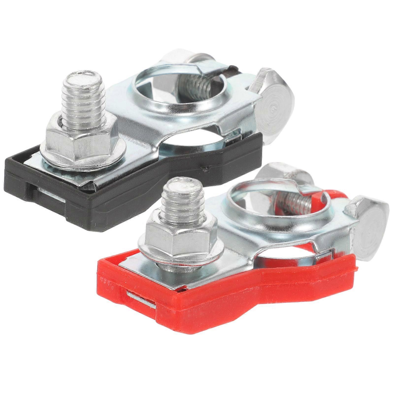 2pcs Plated Battery Terminal Connector Clips for Japanese Vehicles – Durable Auto Battery Post Clamps with Easy Installation Design