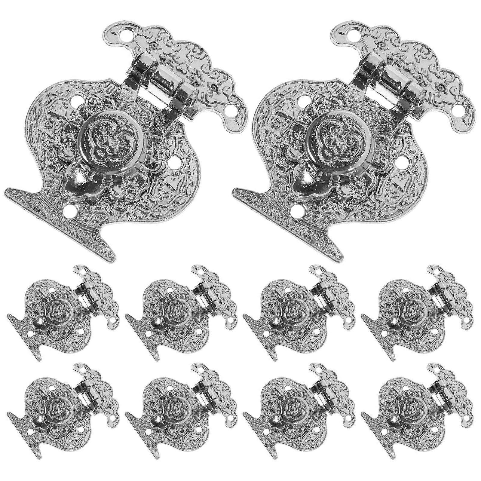 Retro Box Buckle Hasp Latch Replacement for Wine Box Zinc Alloy Silver Rustproof 10Pcs