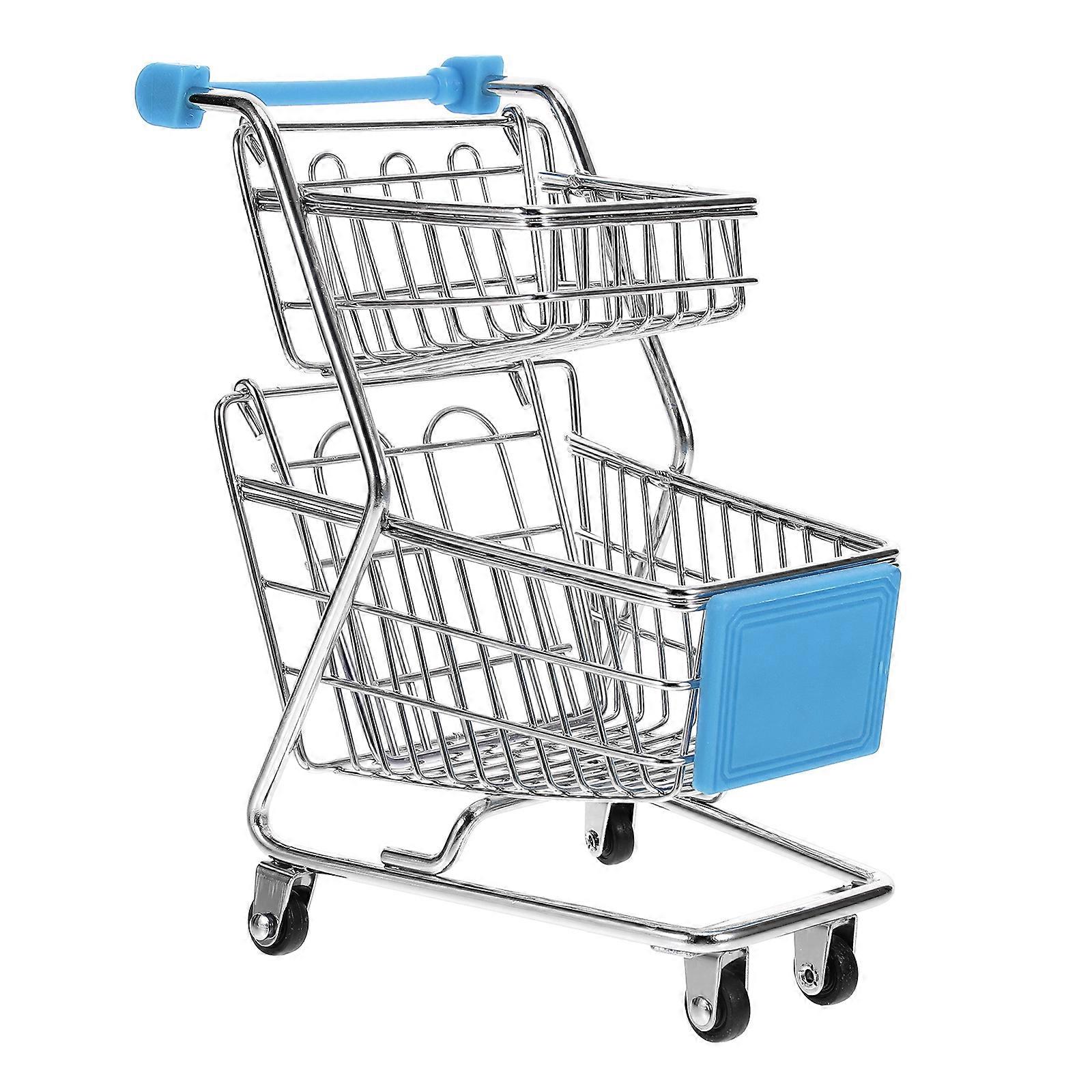 Skyblue Mini Shopping Cart Toy for Storage Made of Iron Perfect for Desk Organization and Gifts 5.9x4.3 Inches