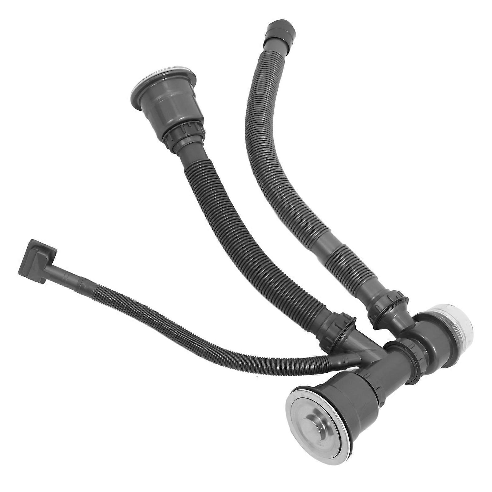Flexible Sink Drain Pipe For Efficient Drainage In Kitchen Cleaning Made From Strong Dark Grey 201 Stainless Steel And ABS 1Set
