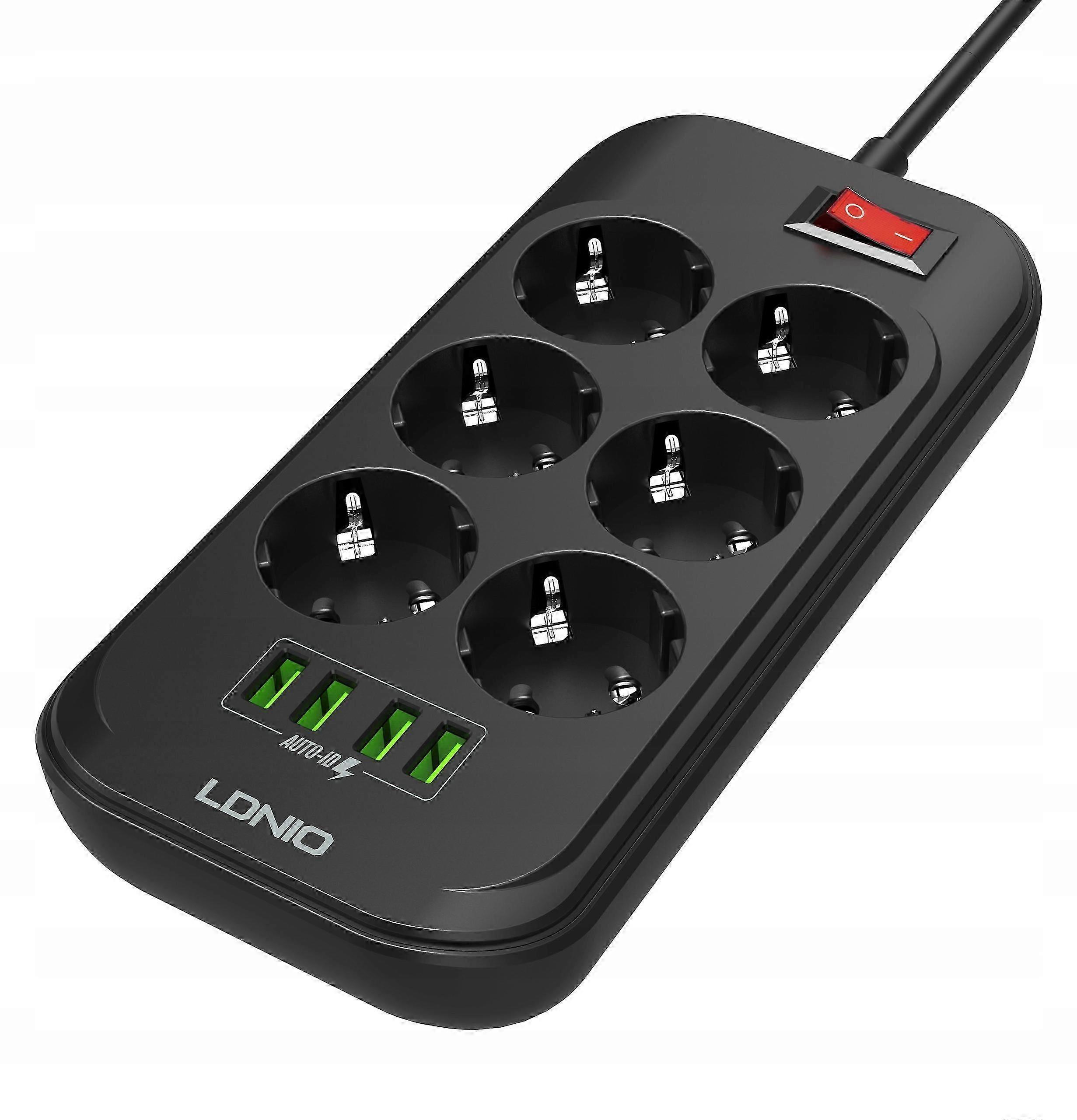 Ldnio Se6403 Power Strip 6 Sockets 2 M Black