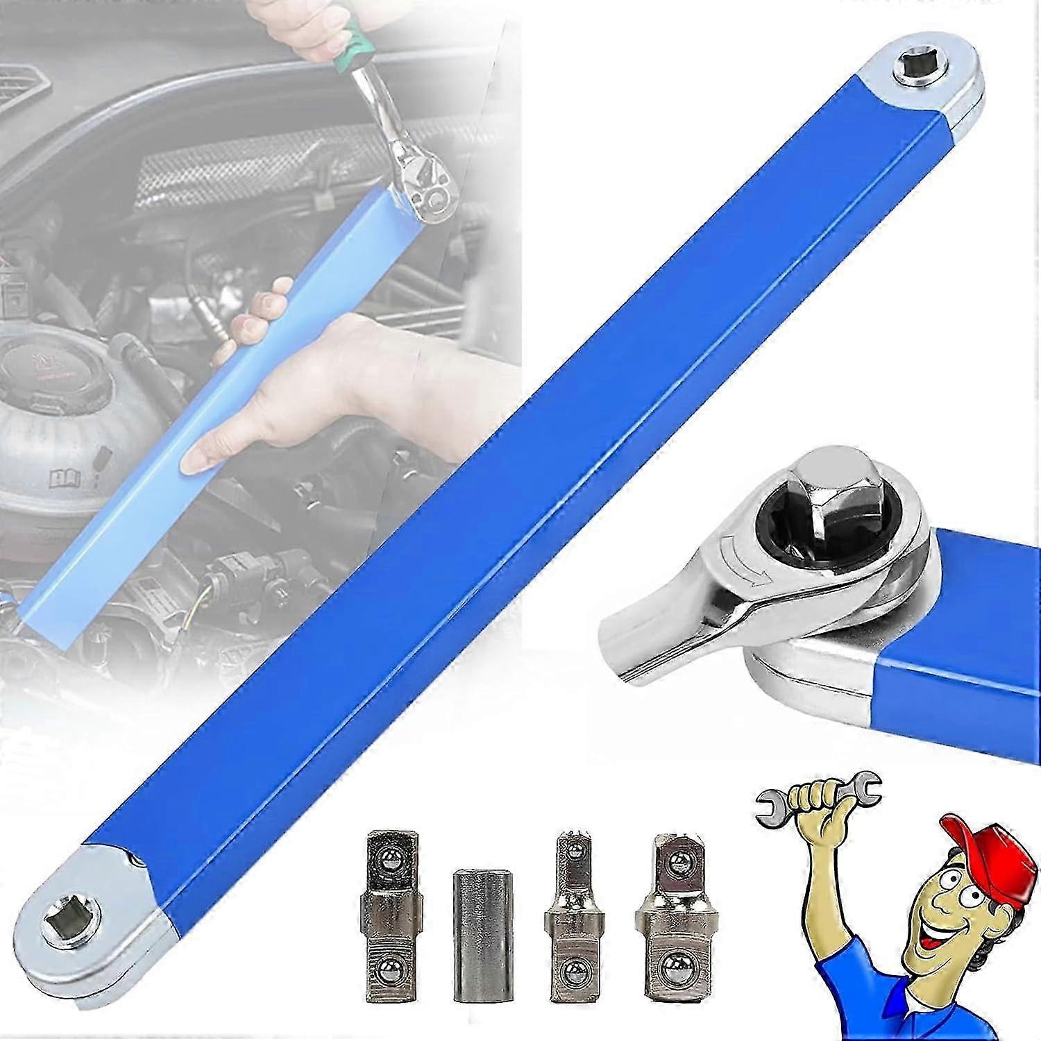 Offset Extension Wrench Set Ratchet Spanner Wrench with Extender Adapter Edition 0816