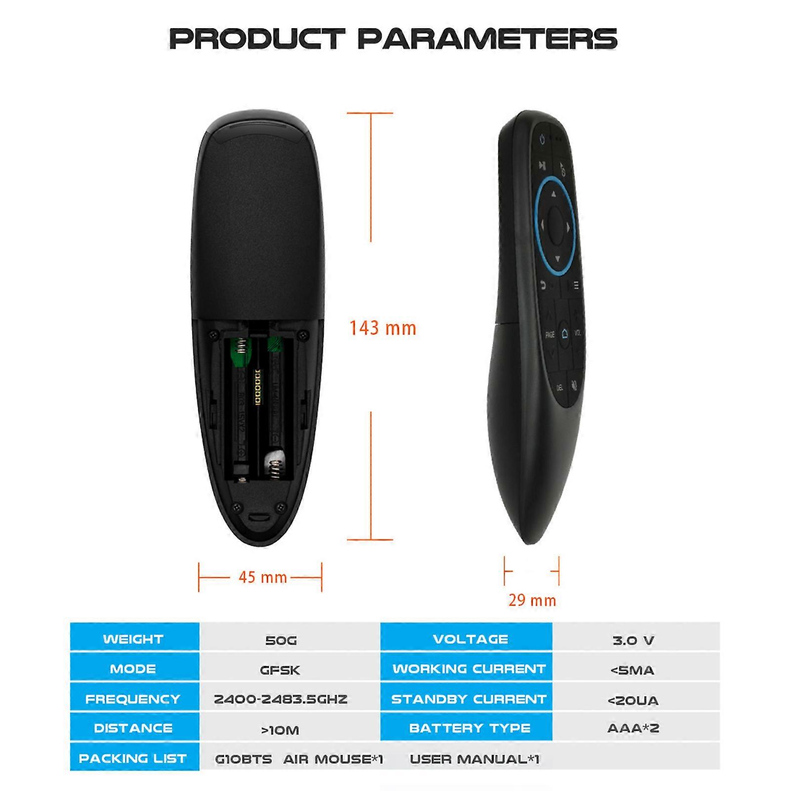 G10BTS Bluetooth 5.0 Air egér IR tanulással és giroszkóppal Android TV Boxhoz