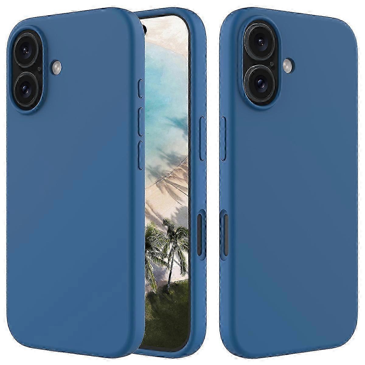 For iPhone 16 Case Liquid Silicone Soft Lining Shockproof Phone Cover - Green