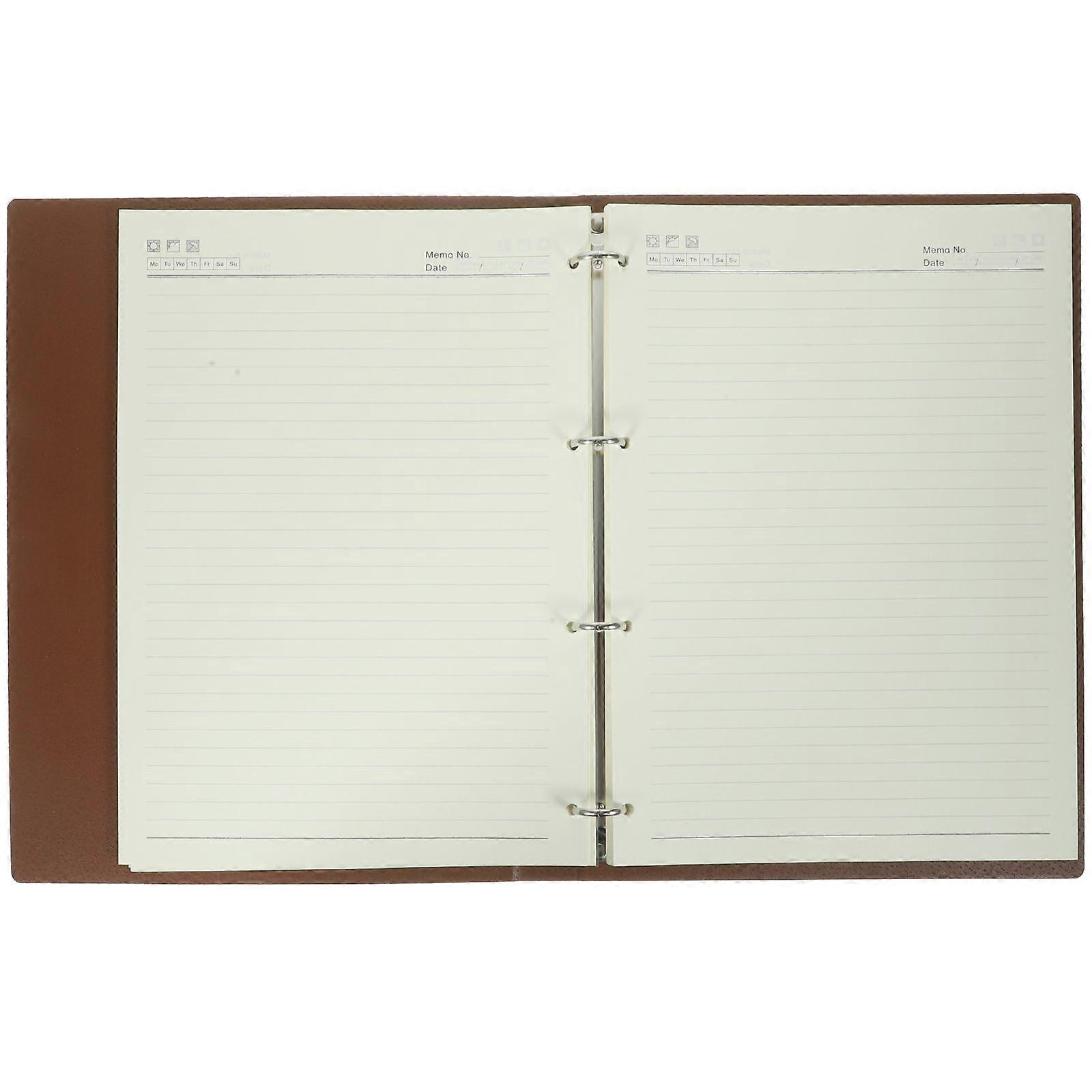 Business Notebook Binder Rings Notepad for Teachers Brown Pu Material for Writing Diary 1Pcs