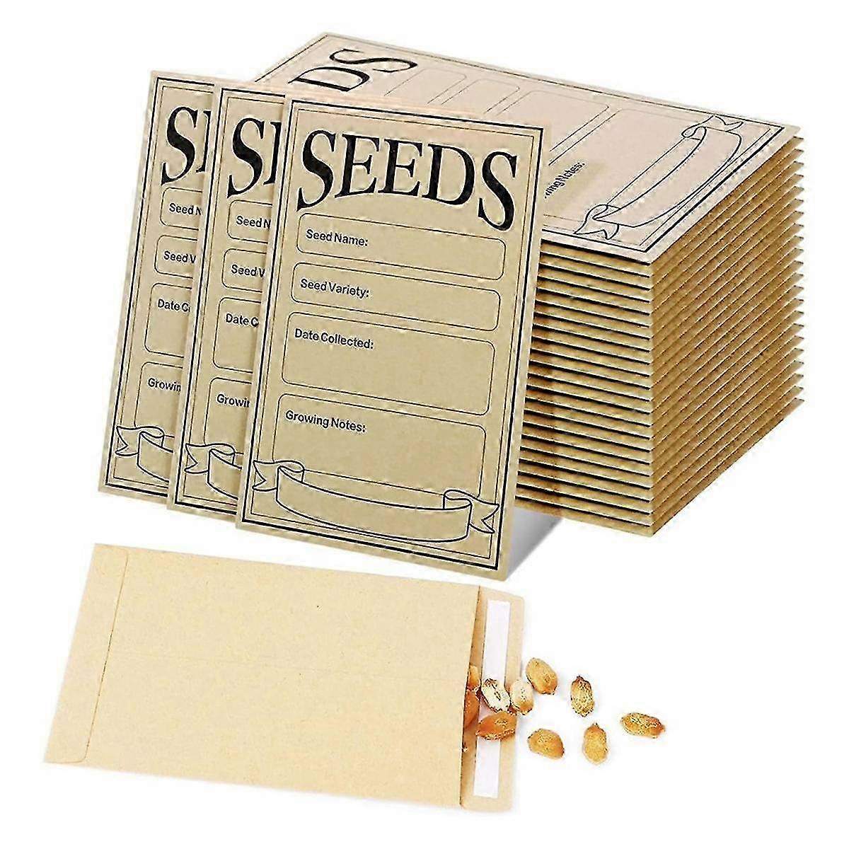 100PCS Seed Packets Envelopes: Self Sealing Kraft Small Seed Envelopes suitable for Seed Storage Resealable Seed Saving Envelopes