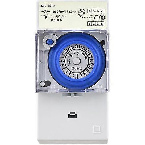 Timer meccanico 24 ore AC 110-230V Intervallo di 30 minuti 48 volte ON/OFF Timer elettrico programmabile Interruttore relè per installazione su guida DIN - SU